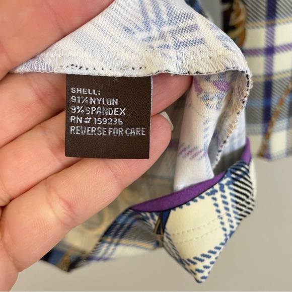 J. McLaughlin Equestrian Plaid Print Signature Tee Size Large - Picture 7 of 8